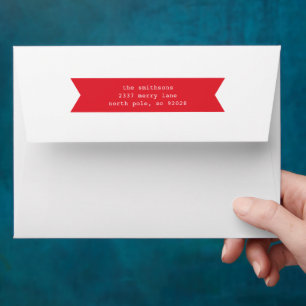 Little Red Ribbon Return Address Holiday  Envelope