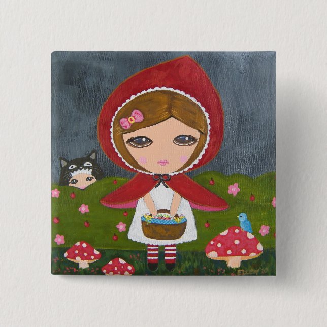 Little Red Riding Hood 15 Cm Square Badge (Front)