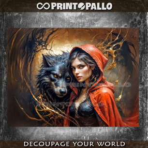 Little red riding hood actually loves the wolf! tissue paper