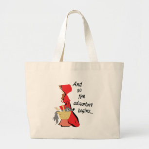 Little Red Riding Hood and Her Wolf Pup Large Tote Bag