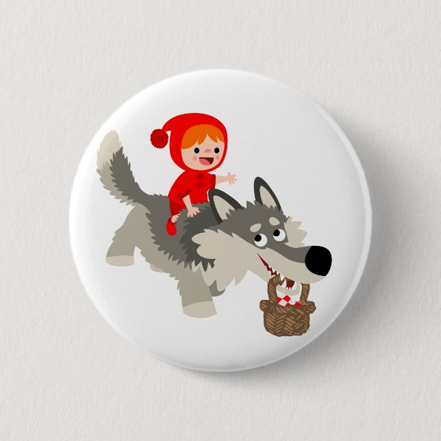 Little Red Riding Hood and The Wolf Button Badge (Front)