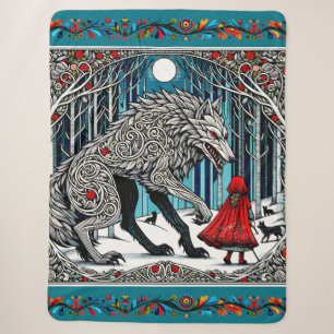 Little Red Riding Hood and The Wolf, Scandinavian Sherpa Blanket