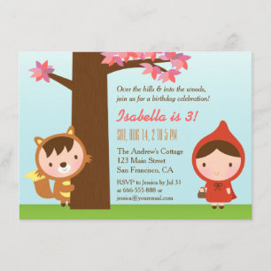 Little Red Riding Hood Big Bad Wolf Birthday Party Invitation