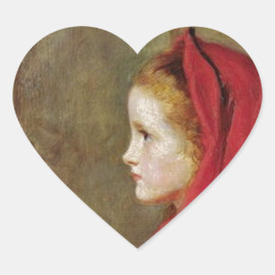Little Red Riding Hood by John Everett Millais Heart Sticker
