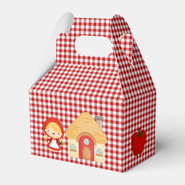Little Red Riding Hood Characters on Red Gingham Favour Box (Front Side)