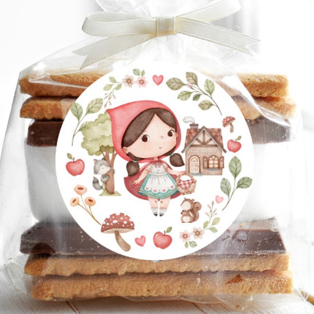 Little Red Riding Hood Cute Whimsical Classic Round Sticker (Creator Uploaded)