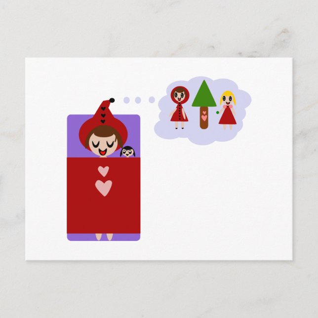 Little Red Riding Hood Dreams Big Postcard (Front)