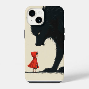 Little Red Riding Hood Facing Menacing Black Wolf iPhone 14 Case