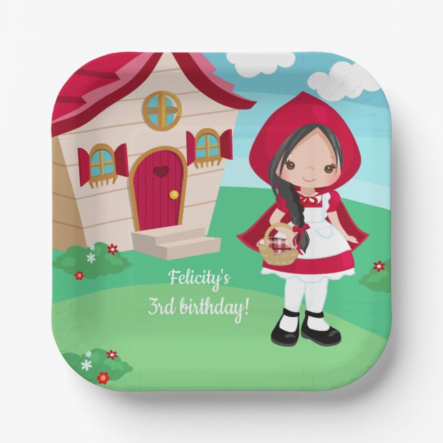 Little Red Riding Hood Fairytale Girls Birthday Paper Plate (Front)