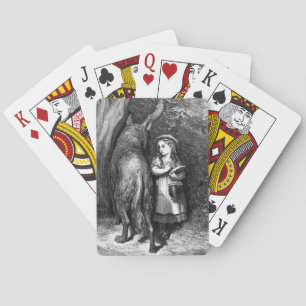 Little Red Riding Hood Meets Old Father Wolf Playing Cards
