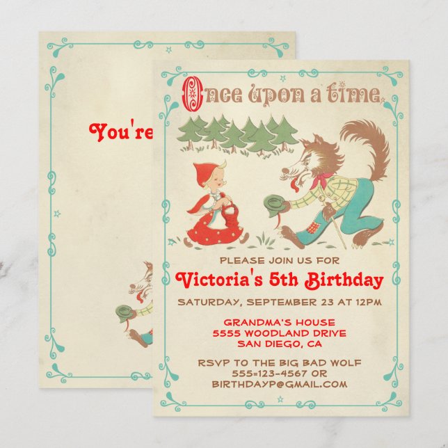 Little Red Riding Hood Party Invitations (Front/Back)