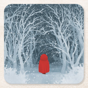 Little Red Riding Hood Square Paper Coaster
