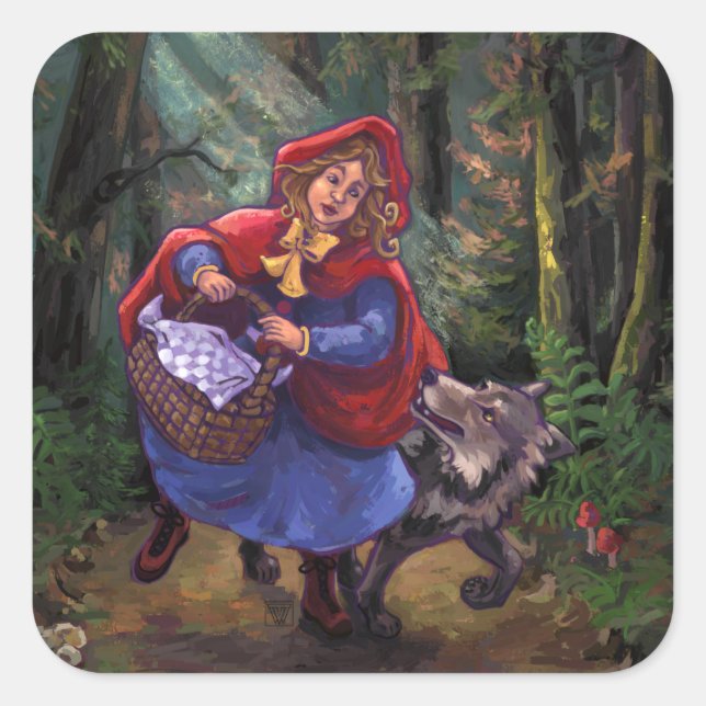 Little Red Riding Hood Square Sticker (Front)