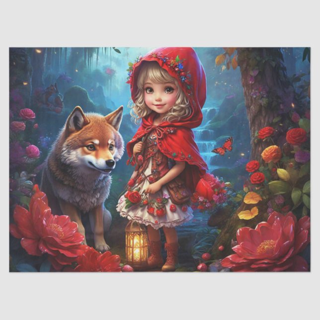Little Red Riding Hood & The Wolf Decoupage Tissue Paper (Front)