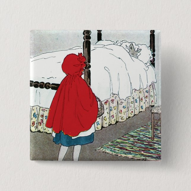 Little Red Riding Hood: What Grat Ears You Have! 15 Cm Square Badge (Front)