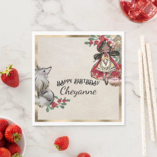 Little Red Riding Hood With Black Hair Napkin