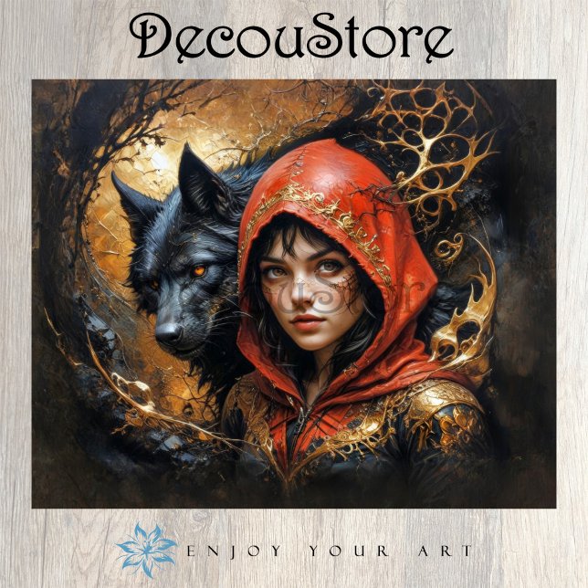 Little Red Riding Hood with the Wolf Decoupage Tissue Paper (Creator Uploaded)