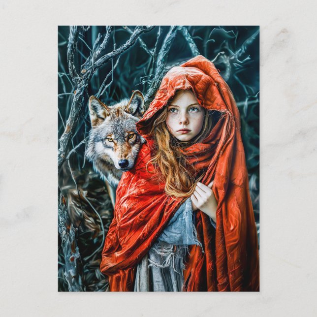 Little Red Riding Hood with the Wolf Postcard (Front)