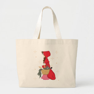 Little Red Riding Hood with Wolf in Basket Large Tote Bag