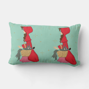 Little Red Riding Hood with Wolf in Basket Lumbar Cushion