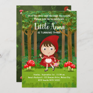 Little Red Riding Hood   Woodland Girl Birthday Invitation