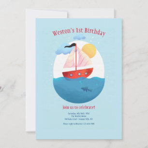 Little Red Sailboat Invitation
