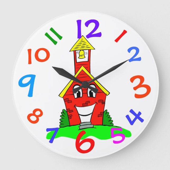Little Red School House Kids Room Wall Clock (Front)