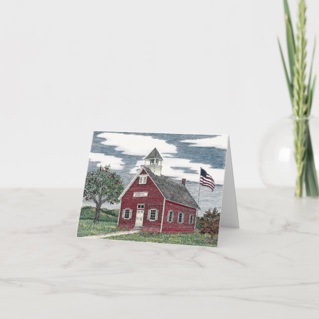 Little Red Schoolhouse Blank Note Cards (Front)