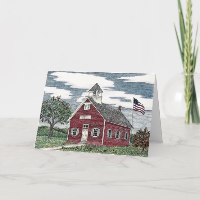 Little Red Schoolhouse Personalised Note Cards (Front)