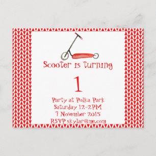Little Red Scooter and Pennant Child's Birthday Postcard