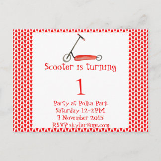 Little Red Scooter and Pennant Child's Birthday Postcard