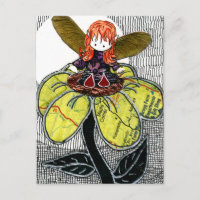 Little Red Shoes Fairy Sitting on a Flower