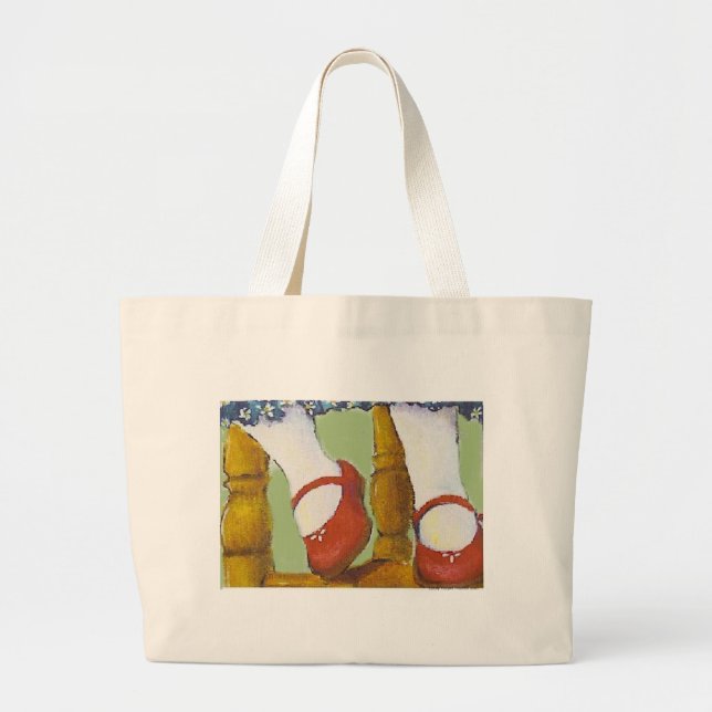 Little Red Shoes Large Tote Bag (Front)