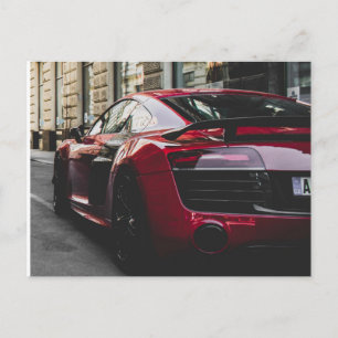 Little red sports car postcard