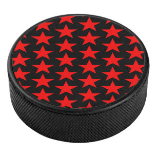 Little Red Stars Pattern Hockey Puck