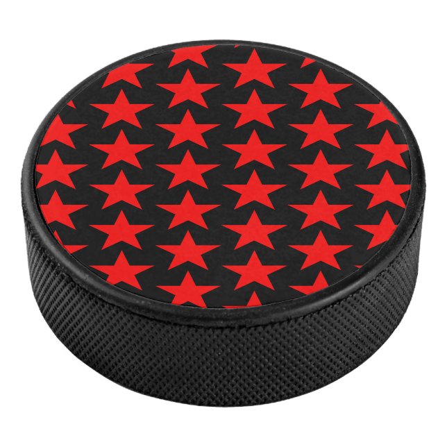 Little Red Stars Pattern Hockey Puck (3/4)