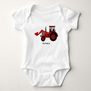 Little Red Tractor Baby Bodysuit