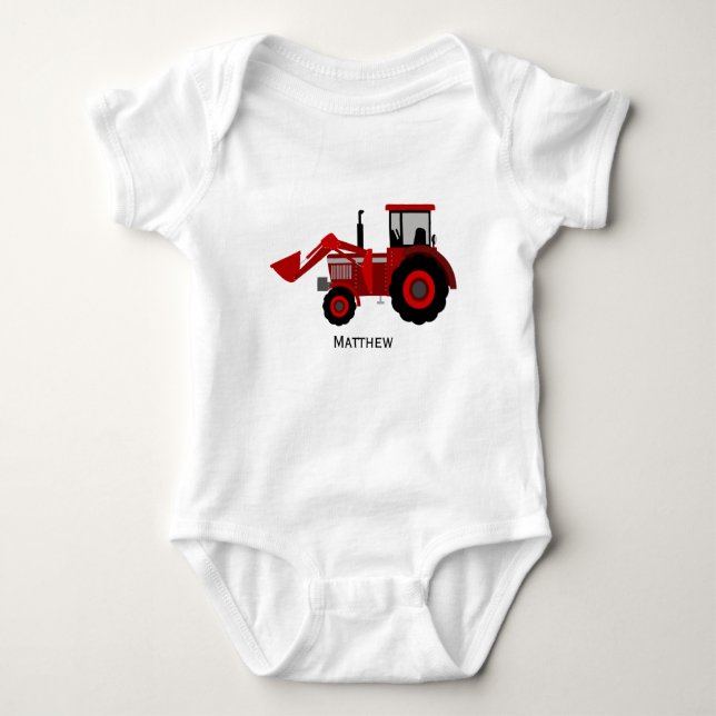 Little Red Tractor Baby Bodysuit (Front)