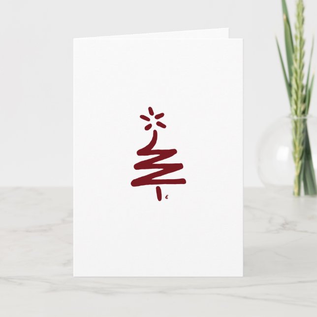 Little Red Tree Blank Christmas Card (Front)