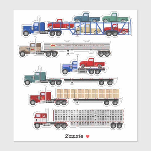 Little Red Truck and Big Rig Stickers (Sheet)