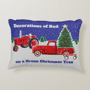 Little Red Truck and Wagon and Old Red Tractor Decorative Cushion