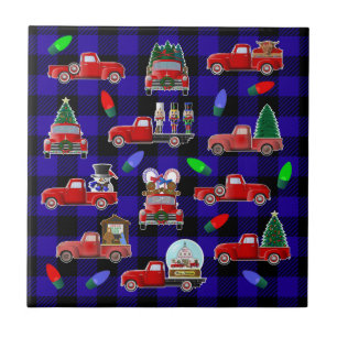 Little Red Truck Christmas Tile