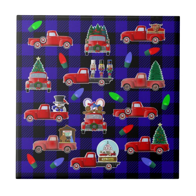 Little Red Truck Christmas Tile (Front)