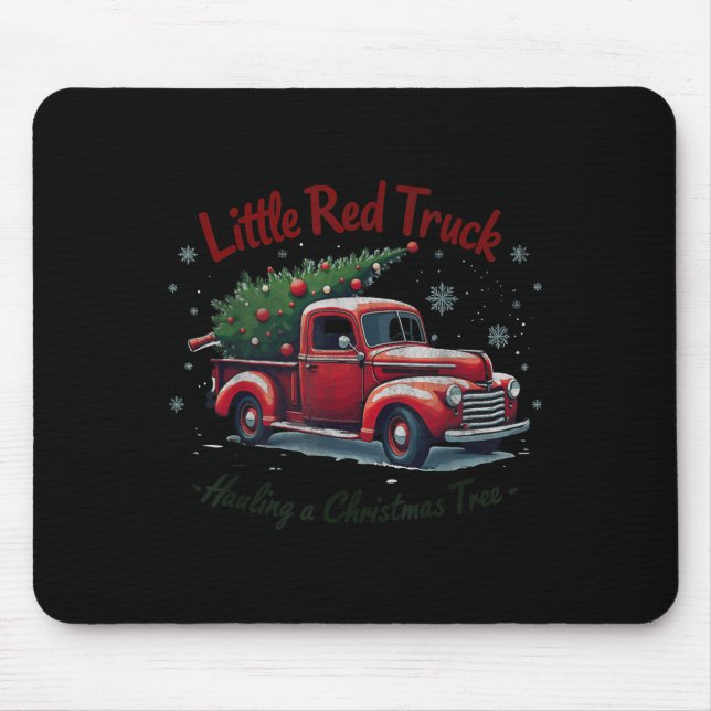 Little Red Truck Hauling A Christmas Tree Family M Mouse Pad (Front)