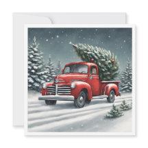 Little Red Truck hauling a Christmas Tree