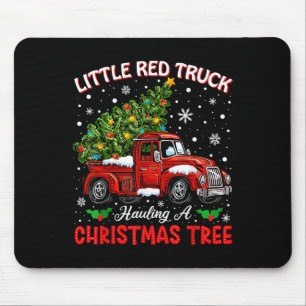 Little Red Truck Hauling A Christmas Tree Mouse Pad