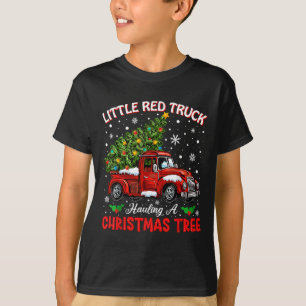 Little Red Truck Hauling A Christmas Tree  T-Shirt