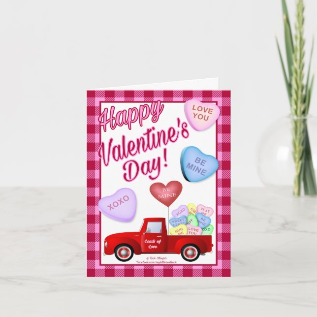 Little Red Truck Valentine's Day Card (Front)