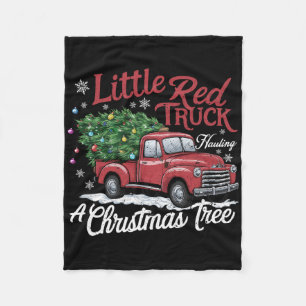 Little Red Trucks Hauling Santa Christmas Tree Par Fleece Blanket