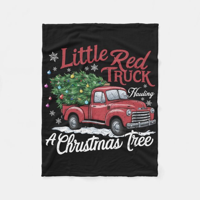 Little Red Trucks Hauling Santa Christmas Tree Par Fleece Blanket (Front)